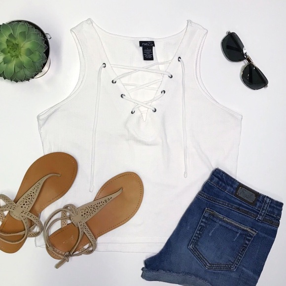 Rue21 Tops - [Rue21] Lace-Up Crop Top